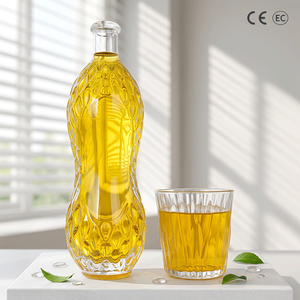 Bouteille en verre transparente réutilisable élégante en forme d'arachide pour vin, liqueur et spiritueux, 500 ml, 700 ml, 750 ml, 1 L, conteneur d'alcool vide - Product Image 1