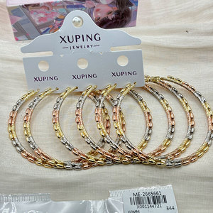 <span class=keywords><strong>Pendientes</strong></span> <span class=keywords><strong>de</strong></span> Aro Grandes y Exagerados <span class=keywords><strong>de</strong></span> XUPING Jewelry, Chapados <span class=keywords><strong>en</strong></span> <span class=keywords><strong>Oro</strong></span>, con Diseño Geométrico Circular, Minimalistas, Tricolor, Multicolor, para Mujer - Product Image 2