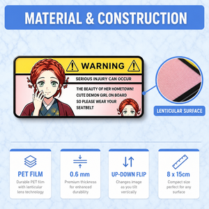 Waterproof 15*7 CM PET Cartoon <strong>Decals</strong> 3D Lenticular Anime Motion Sparkle Warning UV Printed Car Stickers for Promotion Gift - Product Image 4