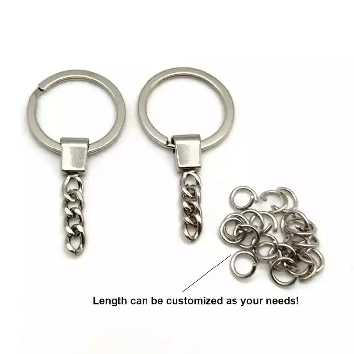 1inch 25mm Split Metal Key Ring With Chain Nickel Plated Key Chain Ring Silver Color Keychain Ring Custom Keychain