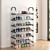 Étagère à chaussures moderne en acier inoxydable personnalisable à 6/7/8 niveaux, 5 tubes par niveau, antirouille, stockage stable, capacité de charge élevée, salon