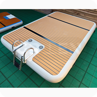 Pêche personnalisée Yoga Océan Flotteurs Île Gonflable Bateau Dock Plate-forme Gonflable de Natation avec Échelle en Acier Inoxydable