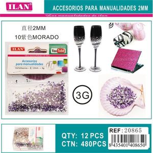 Strass viola da 2 mm per artigianato e creazione di gioielli fai da te, confezione da 3 g - Product Image 1