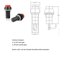 Interrupteur à bouton-poussoir rond autobloquant 250VAC 1A ON-OFF en plastique rouge électronique IP54 1NO1NC avec bornes à souder - PBS-11A