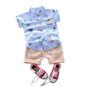 Sommer Baumwolle kurze Outdoor atmungsaktive Brief Shirt 1-3 Jahre kleiner Junge Sport Set 2pcs1-3 Jahre Jungen Kleidung Set - Product Image 1