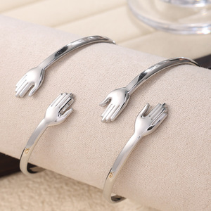 Palm Shape <b>Bracelet</b> Zinc Alloy Adjustable Gold <b>Silver</b> Unisex Fashion <b>Cuff</b> Jewelry Gift - Product Image 2