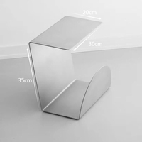Table d'appoint de canapé personnalisée en acier inoxydable avec étagère de rangement ouverte, table de chevet en métal, table basse minimaliste pour salon et bureau