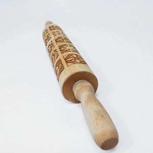 Tùy chỉnh Laser khắc Mô hình gỗ cán <span class=keywords><strong>Pin</strong></span> thân thiện với môi bột Con lăn Quà Tặng Cookie DIY Baking công cụ trang trí cán <span class=keywords><strong>Pin</strong></span> - Product Image 2