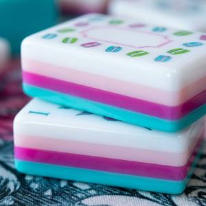 Jeu de Mahjong américain en acrylique bleu <span class=keywords><strong>Paris</strong></span> Candy, design luxueux, portable, pour 4 joueurs, idéal pour le divertissement et le poker – Vente chaude - Product Image 2