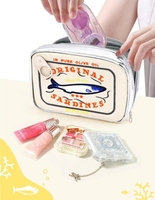 Pochette de rangement pour maquillage de voyage multi-usages, légère, en toile de haute qualité, motif dessin animé, fermeture éclair, réutilisable