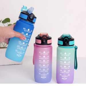 Sports Water Bottle High Temperature Resistant Graduated Straw <b>Cup</b> Frosted Progressive Color Water <b>Cup</b> Plastic <b>Cup</b> - Product Image 1