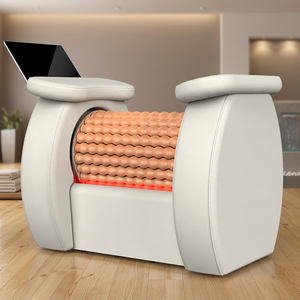 Masseur corporel à rouleaux 360° pour la maison et la salle de sport, avec thérapie thermique, design en cuir blanc, rouleau de massage automatique - Product Image 1