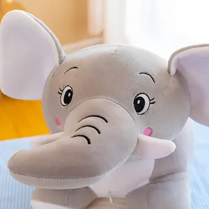OEM ODM新款可爱动物大象轮状珊瑚绒婴儿毯，带枕头，用于婴儿幼儿床上用品