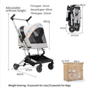 JXB Good Selling Breathable Mesh&amp;Waterproof Oxford Cloth <strong>Pet</strong> Stroller, Luxury Dog <strong>Pram</strong> with Comfortable Cabin and EVA Wheels - Product Image 3