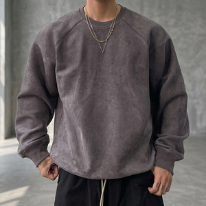 เสื้อสเวตเชิ้ตคอกลมโอเวอร์ไซส์สำหรับผู้ชาย แขนเสื้อแบบแร็กแลน สีพื้น เรียบง่าย สวมใส่สบาย ผ้าฝ้ายเฟรนช์เทอร์รี่ เหมาะสำหรับใส่ในฤดูใบไม้ร่วง - Product Image 2