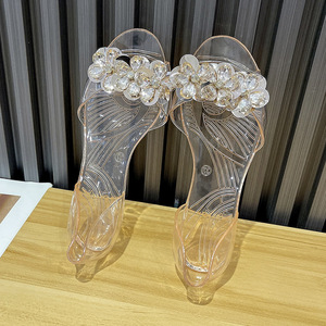 <span class=keywords><strong>Bingbing</strong></span> Sparkling Jelly Shoes Damen-Sommer-Sandalen mit flachem Absatz und flachem Boden, transparente Außensohle mit Fischmaul-Design - Product Image 4