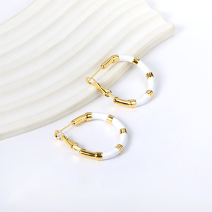 Hoop <b>Earrings</b> Colorful Geometric Stainless Steel Fashion <b>Stud</b> <b>Earrings</b> For Women Party Jewelry Accessory - Product Image 3