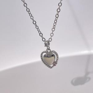 Collar con Colgante de Doble Corazón de Plata de Ley 925 con Piedra CZ de Tianyu Gems, Joyería Romántica de Amor para Mujer - Product Image 3
