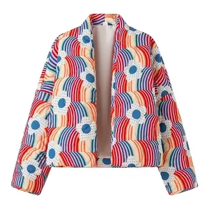 Women 2023 New Chic Fashion Casual printing Jacket Coat Vintage Long Sleeve Female Outerwear Chic Tops