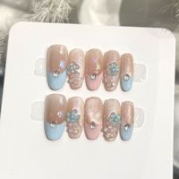 TSZS Faux ongles à presser en acrylique faits main, à pois français, avec breloques nœud en strass pour nail art, effet œil de chat, courts forme amande