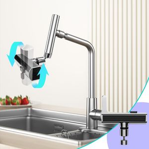 Extension de Robinet Universelle Rotative à 720 Degrés 3-EN-1 Effet Cascade Anti-Éclaboussures en Laiton pour Salle de Bain - Product Image 4