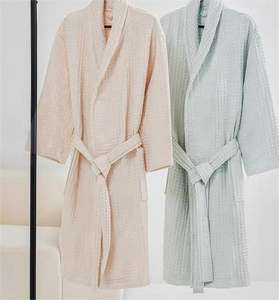 Peignoir en coton gaufré 100% Hongya, nouvelle arrivée - Peignoir unisexe <span class=keywords><strong>pour</strong></span> couples, vêtements de détente <span class=keywords><strong>pour</strong></span> hôtel et maison, toutes saisons - Product Image 3