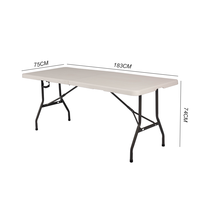 Vente en gros de meubles d'extérieur blancs de 6 pieds 180cm table de banquet à chevalets table de banquet de restauration pliable et portable en plastique pour événements de randonnée