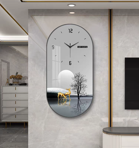 Thời trang sang trọng khung hình bầu dục sơn đồng hồ hội trường nhà hàng trang trí nhà lớn sáng tạo pha lê sứ tường sơn đồng hồ - Product Image 2