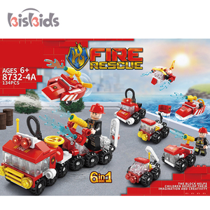 6 en 1 Véhicules de Secours Urbains Mini Char de Combat Voiture de Police Blocs de Construction pour Enfants Voiture Rouge Jouets d'Assemblage - Product Image 4