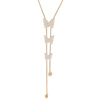 Collier papillon noir et blanc tendance, collier en acier inoxydable doré pour femmes, collier papillon polyvalent tendance