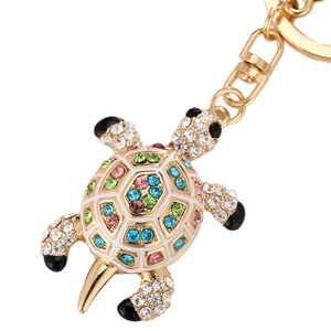Gantungan kunci kura-kura Vintage mewah gantungan kunci Aloi berlian imitasi berkilau kristal lucu hewan laut modis Vintage - Product Image 1