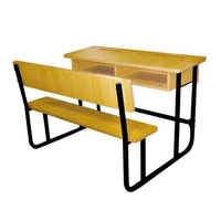 Banc de bureau d'étude double personnalisable avec porte-stylo, ensemble table et chaise de style universitaire
