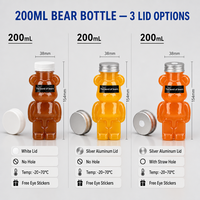 Bouteille de jus en plastique en forme d'ours de 500 ml, bouteille transparente pour boissons, bouteille de thé au lait avec trou, couvercle en aluminium