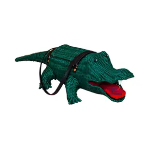 Biodegradable Handmade Summer Wicker Rattan Crocodile Purse Handbags Woven Handbag Rattan Manufacturer