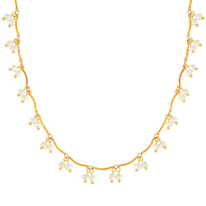 สร้อยคอไข่มุกน้ำจืดสไตล์ฝรั่งเศส ประดับพู่ทอง สำหรับผู้หญิง สวมใส่ได้ทุกวัน ความยาว 405 ซม. - Product Image 5