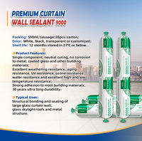 Pengda 9000 Perekat Struktural Silikon Netral Tahan Cuaca, Pengerasan Cepat, Elastis, Sealant Kaca untuk Bangunan Aluminium Kaca