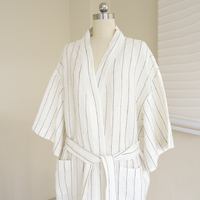 Robe de nuit en lin de luxe pour femmes, confortable et respirante, peignoir personnalisé à manches longues pour la détente nocturne des femmes