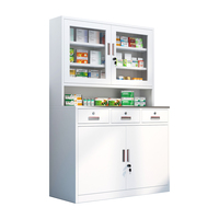 Armoire médicale en acier de 1200 mm pour pharmacie hospitalière, portes en verre, 3 tiroirs, 2 portes, serrure de sécurité, design moderne, casier de rangement pour médicaments