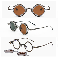 Monture optique ultra-petite rétro en titane avec clip solaire magnétique unisexe tendance hip-hop