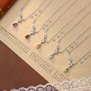 สร้อยคอเงินแท้ S925 พร้อมจี้รูปเขากวางประดับด้วยหินธรรมชาติ สไตล์โมริ ของขวัญวันวาเลนไทน์สำหรับผู้หญิง - Product Image 3