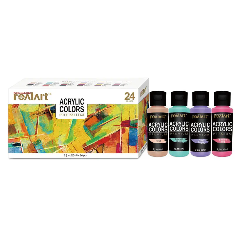 Alta calidad 60ml 24 colores artista no tóxico DIY pinturas acrílicas artesanales para profesionales de la pintura