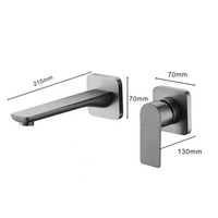 Robinet mural en laiton gris moderne pour lavabo de salle de bain Nouveau robinet d'eau chaude et froide avec noyau de valve en céramique Conception de bassin caché