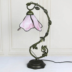 LongHuiJing Eco-Friendly for Lamp Stained Glass Dome Table <b>Night</b> <b>Light</b> Mediterranean Style 8Inch Adjustable Flexible Offices - Product Image 1
