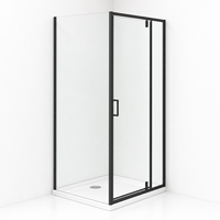 Porte de douche d'angle pivotante à double battant, cadre noir mat, 80-120 cm, verre trempé 5-6 mm, enclos carré ou rectangulaire, design personnalisé