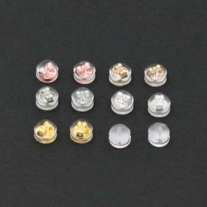 Tapones para los oídos de silicona transparentes de plata de ley 925, tapones para los oídos de hamburguesa de oro de 18 quilates, inserciones traseras antideslizantes y anticaída, DIY - Product Image 1