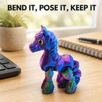 Jouet licorne articulé imprimé en 3D, figurine licorne flexible avec articulations mobiles pour décoration de bureau, cadeau personnalisé OEM