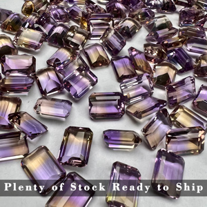 Đá quý tự nhiên Ametrine hình bát giác, kích thước 7x5mm~16x12mm, chất lượng tốt, mặt cắt facet, kiểu cắt Radiant/Cắt <span class=keywords><strong>Emerald</strong></span> - Product Image 4