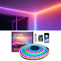 Ruban LED néon intelligent RGB, contrôle par application, télécommande, couleurs fluides, éclairage pour salle de jeux, chambre, fête, décoration néon