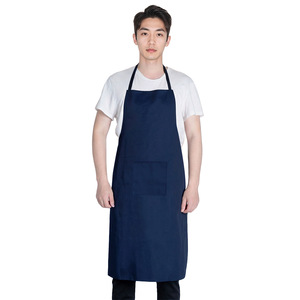 Delantal de poliéster tipo twill, azul marino, grueso, resistente al desgaste, con bolsillo, para uso en cocina y taller. - Product Image 1