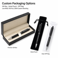 Stylos à bille métalliques rétractables 2-en-1 de luxe avec logo personnalisé, pointe tactile pour cadeaux d'entreprise